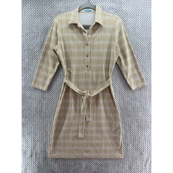 J McLaughlin Dress Women S Tan Mod Matrix Catalina Cloth Calla Shirt 3/4 Sleeve - Picture 2 of 16